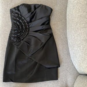 Black strapless dress with rouched design, size M